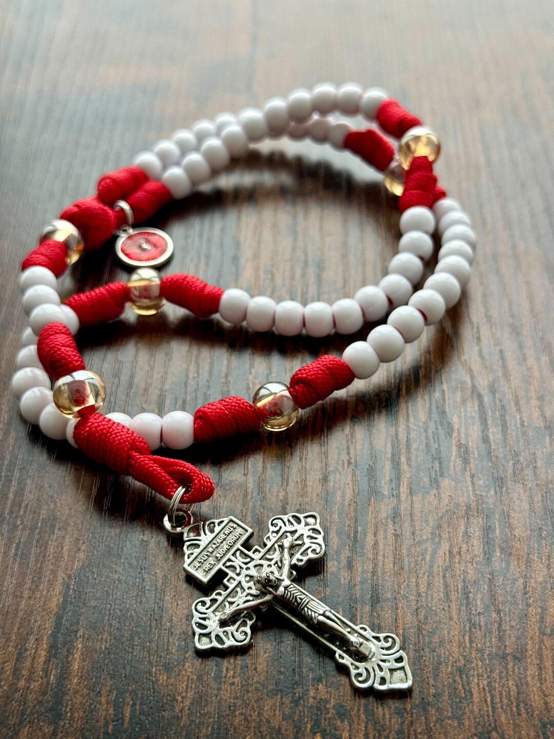 Red on White, Holy Spirit, Catholic Rosary, Handmade Rosary ...