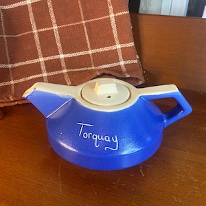 Charming Antique Blue Teapot - Vintage Pottery Collectible