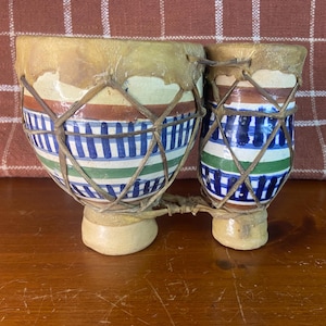 Vintage Handmade Native Bongo Drums - Unique and Authentic