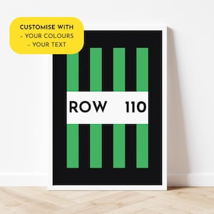 Personalisierte Fußball Poster – Streifen – Deine Farben, dein Text – Portrait / A4 // A3