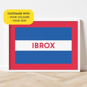 Personalisierter Fussball Posterdruck – Deine Farben, Dein Text – Querformat / A4 // A3