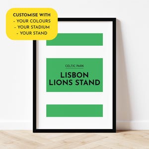 Personalisierter Fußball Posterdruck – Deine Farben, Dein Stadion, Deine Tribüne – Hochformat / A4 // A3