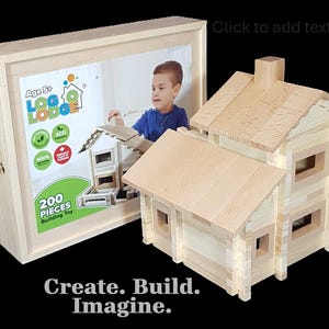 Handmade Wooden Block Set for Kids: Natural Building Toy with Idea Book