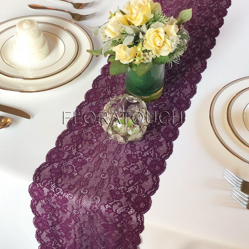Plum Lace Table Runner Wedding Table Runner LBPLUM02 Etsy
