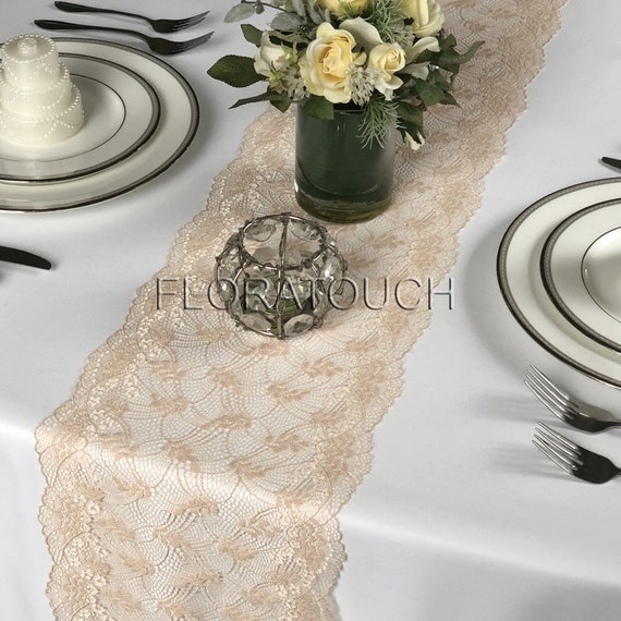 Champagne Gold Lace Table Runner Wedding Table Runner Lcg06 Etsy