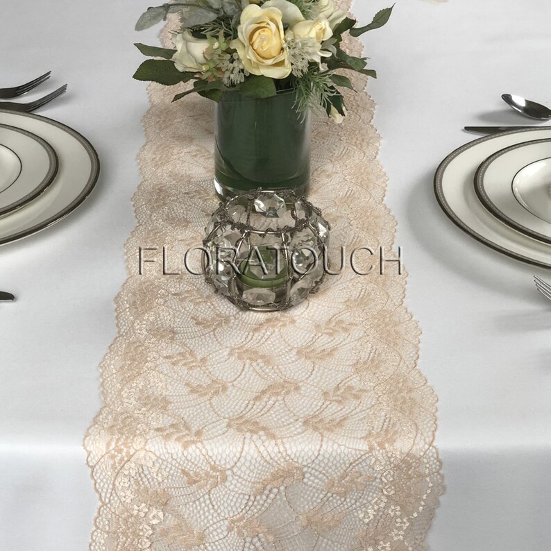 Champagne Gold Lace Table Runner Wedding Table Runner LCG06 Etsy