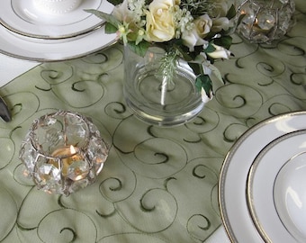 Swirl Embroidered Organza Table Runner (many colors available)