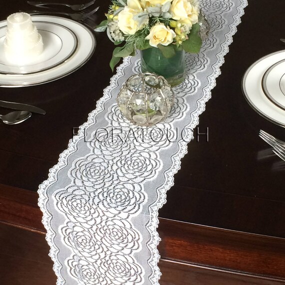 Double Rose Off White Lace Table Runner Wedding Table Runner Etsy