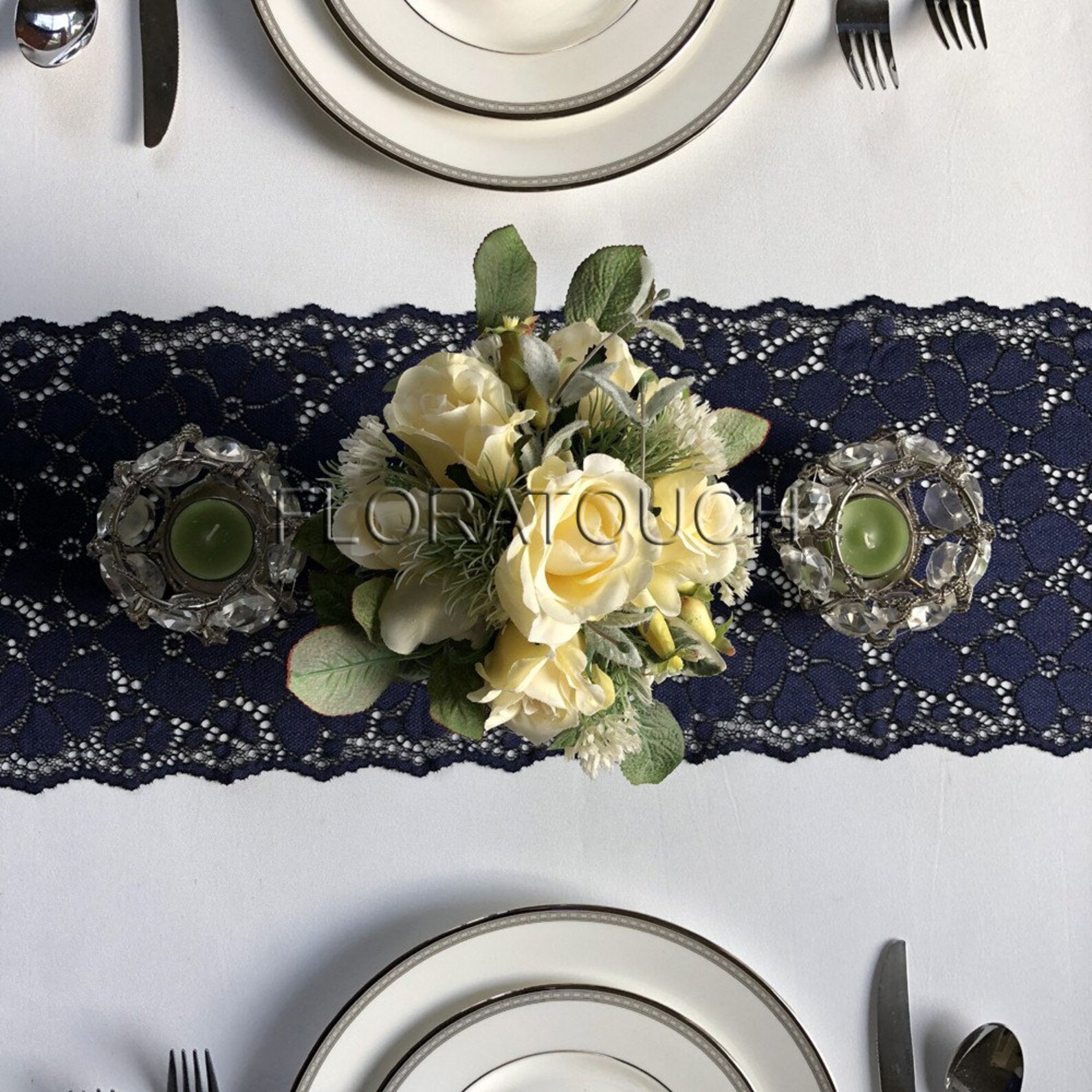 Dark Navy Blue Lace Table Runner Wedding Table Runner LBN11 Etsy