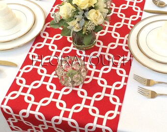 Red and White Chain Link Table Runner Wedding Table Runner