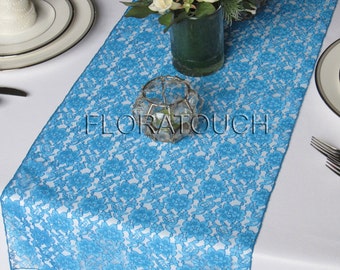 Turquoise Lace Table Runner Wedding Table Runner