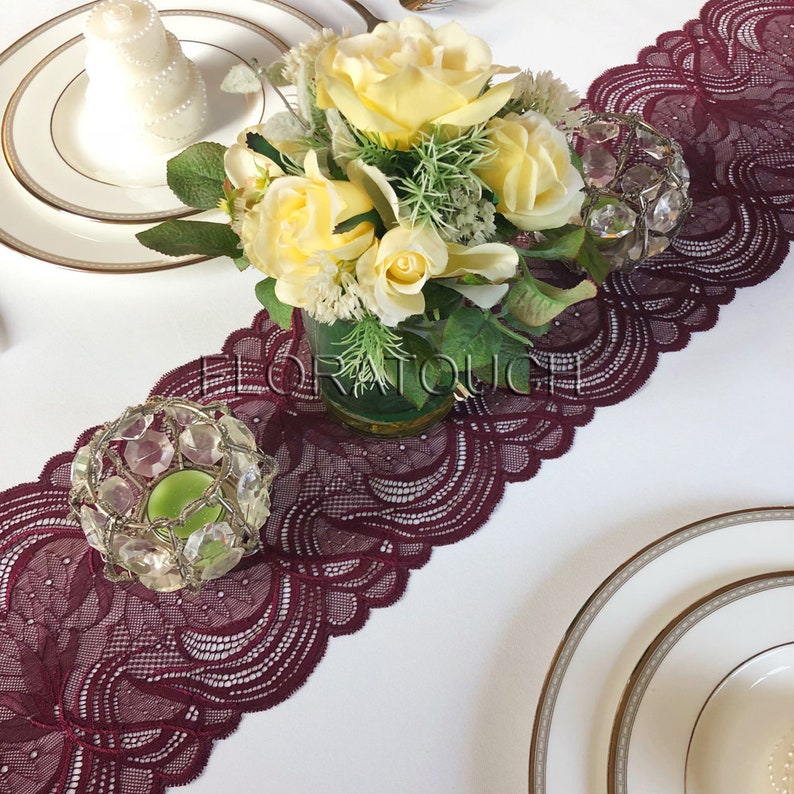 Burgundy Lace Table Runner Wedding Table Runner Lburg06 Etsy