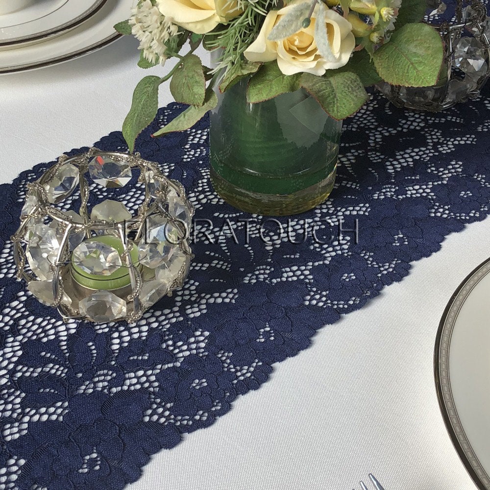 Navy Blue Lace Table Runner Wedding Table Runner LBN10 Etsy
