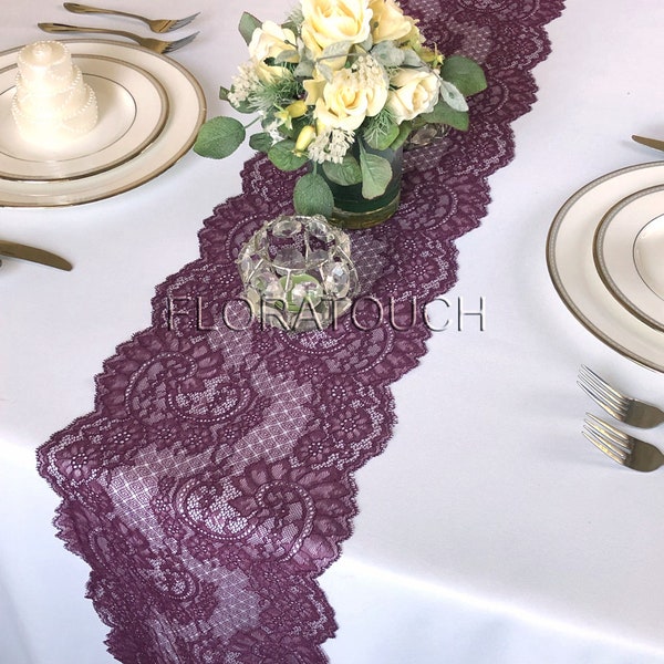 Dark Burgundy Paisley Lace Table Runner Wine Lace Wedding Table Runner LBurg09