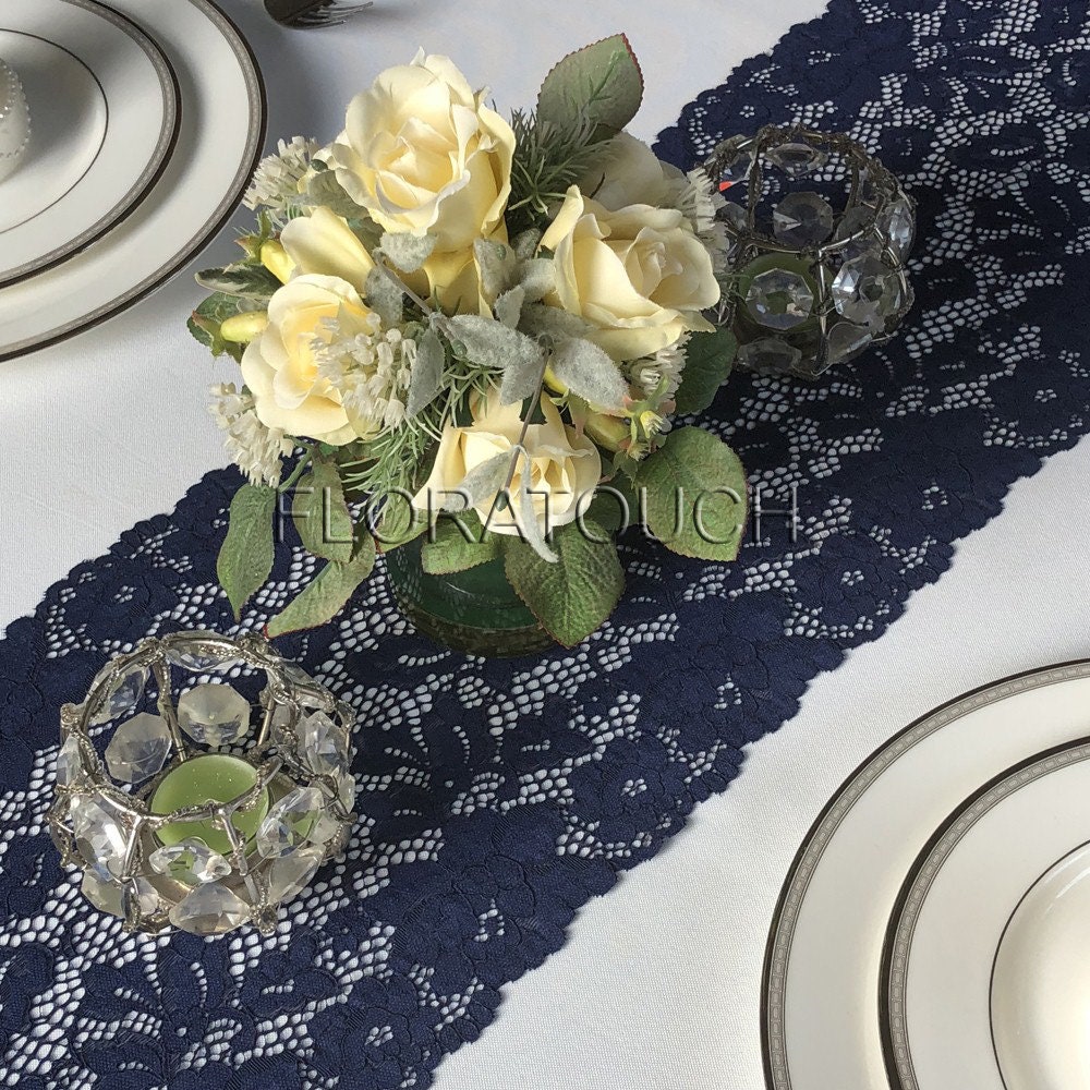 Navy Blue Lace Table Runner Wedding Table Runner LBN10 Etsy