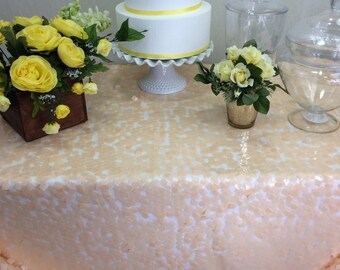 Peach Square Sequin Tablecloth Wedding Table Overlay