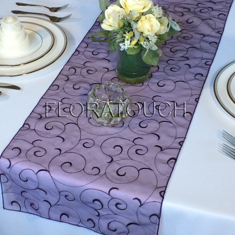Plum Swirl Organza Table Runner Etsy