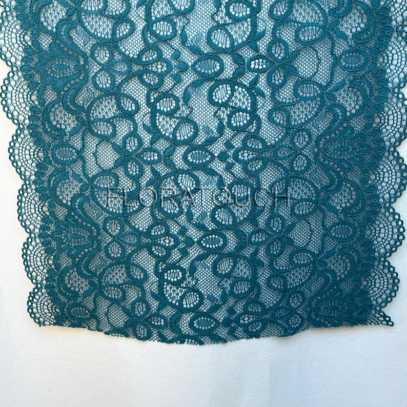 Scalloped Edge Peacock Teal Lace Table Runner Wedding Table Runner LP9 image 3