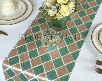 Gold and Aqua Diamond Sequin Table Runner Wedding Table Runner