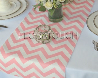 Light pink Chevron Table Runner Zigzag Wedding Table Runner