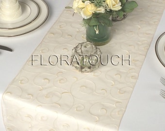 Light Gold Swirl Organza Table Runner