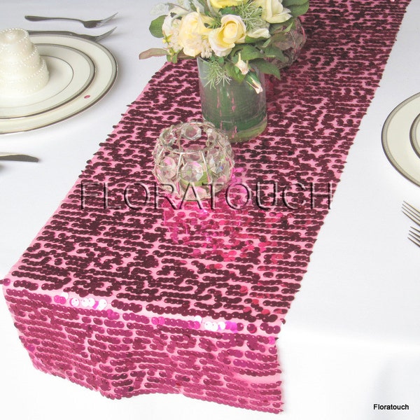 Hot Pink Sparkling Sequin Table Runner Wedding Table Runner