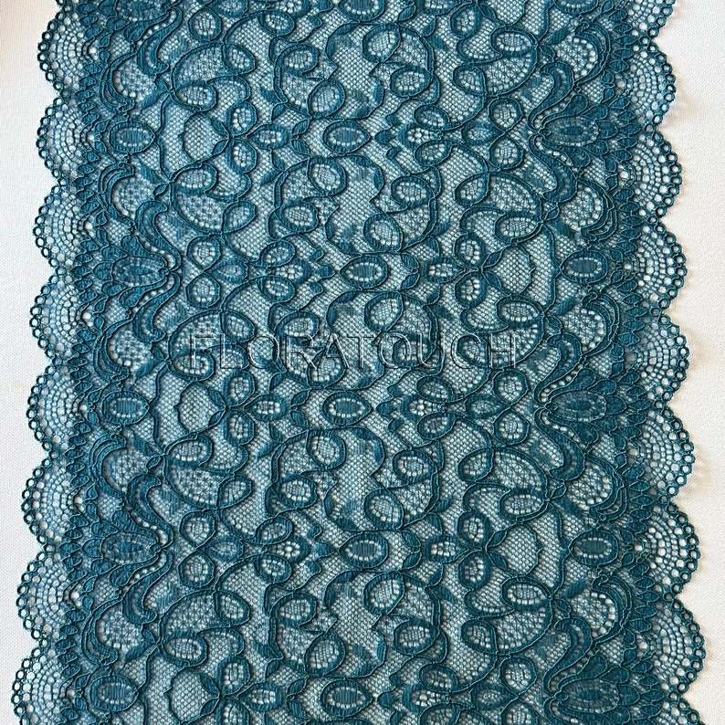 Scalloped Edge Peacock Teal Lace Table Runner Wedding Table Runner LP9 image 7