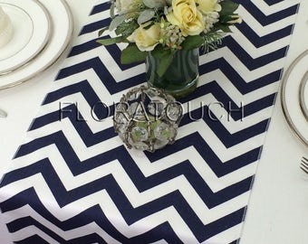 Navy Chevron Table Runner Navy and White Zigzag Wedding Table Runner