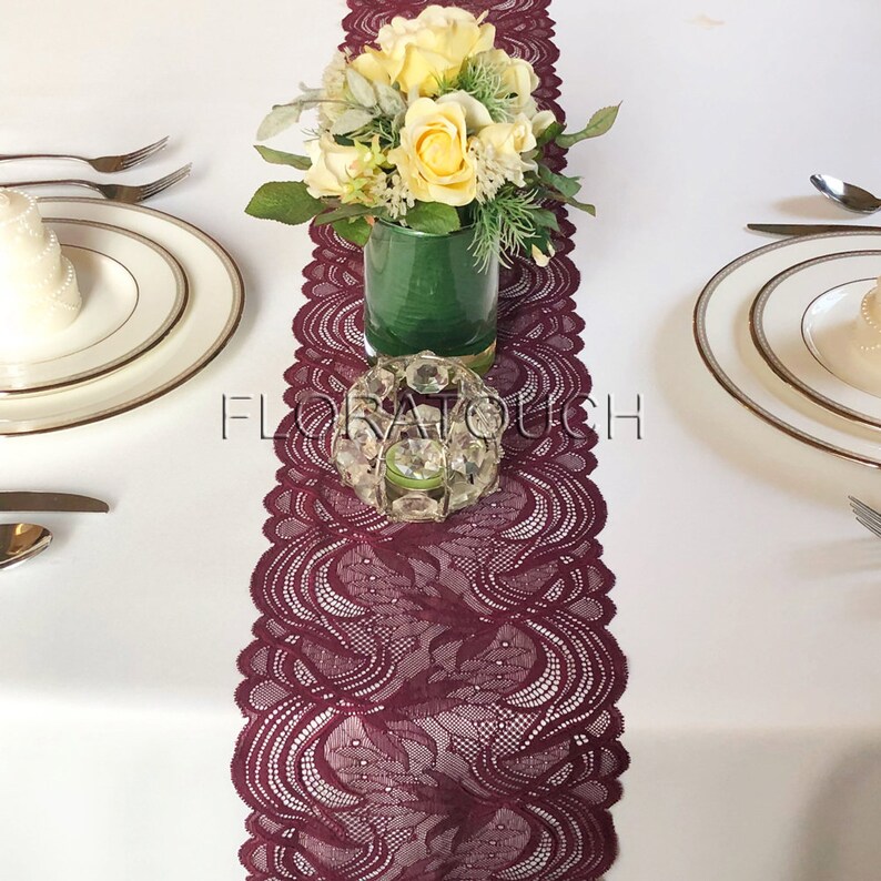 Burgundy Lace Table Runner Wedding Table Runner Lburg06 Etsy