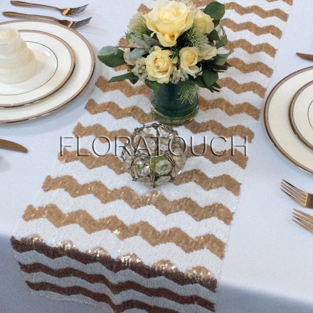 Gold Chevron Table Runner Gold Sequin Table Runner - Etsy