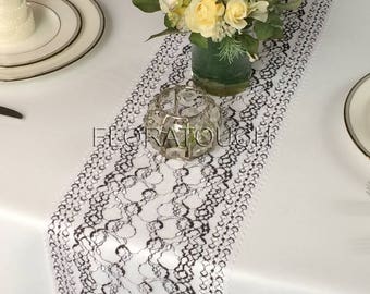 Black and White Floral Lace Table Runner Style LBW01