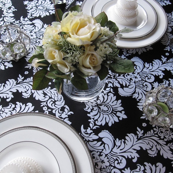 Black and White Satin Damask Overlay