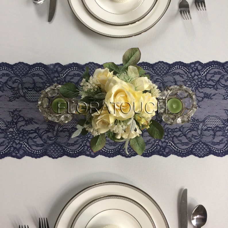 Navy Blue Lace Table Runner Wedding Table Runner LBN6 Etsy