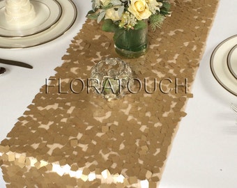 Dark Gold Dazzle Square Sequin Table Runner Wedding Table Runner