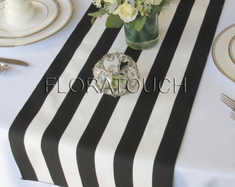 Black and White Striped Table Runner Wedding Table Runner, Dining Table Runner, Table Decor, Bridal shower