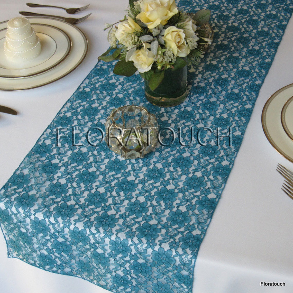 Peacock Lace Table Runner Wedding Table Runner Etsy