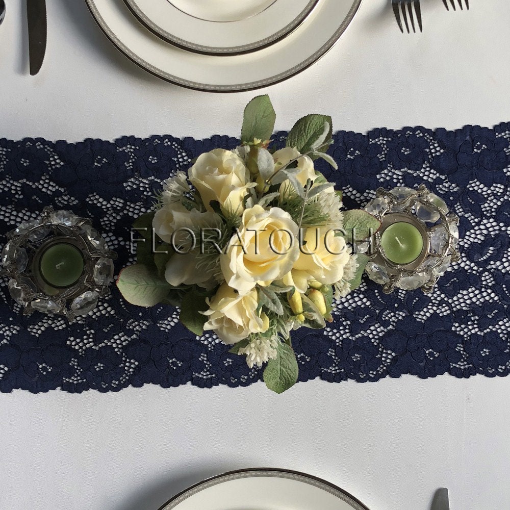 Navy Blue Lace Table Runner Wedding Table Runner LBN10 Etsy