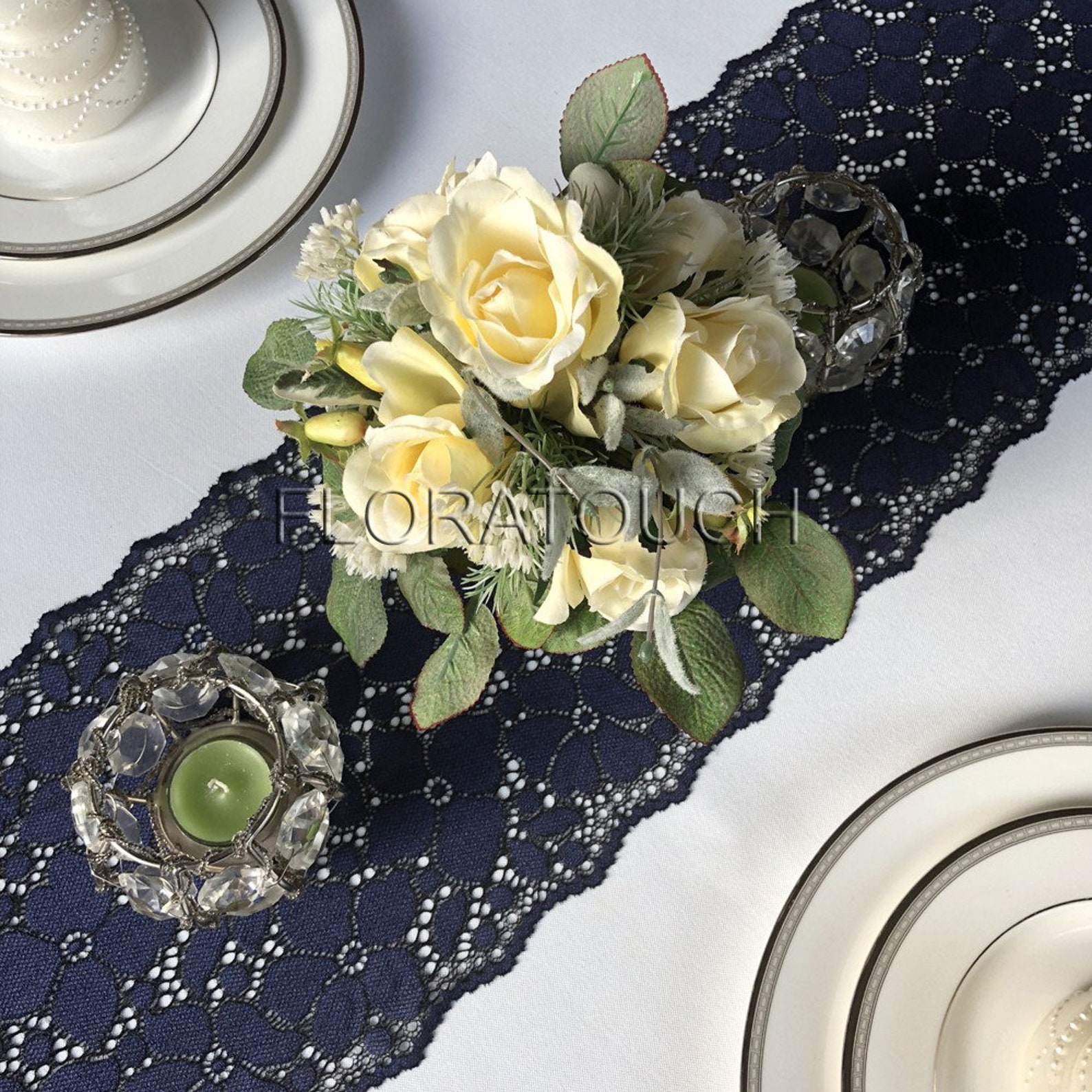 Dark Navy Blue Lace Table Runner Wedding Table Runner LBN11 Etsy