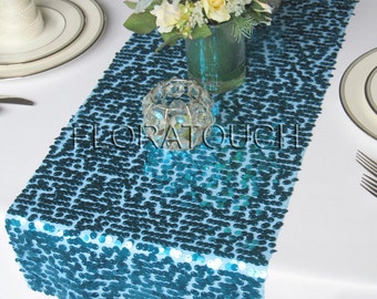 Turquoise Sparkling Sequins Wedding Table Runner