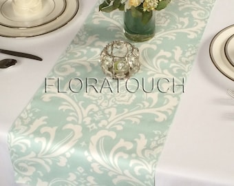 Traditions Powder Blue Damask Table Runner Wedding Table Runner