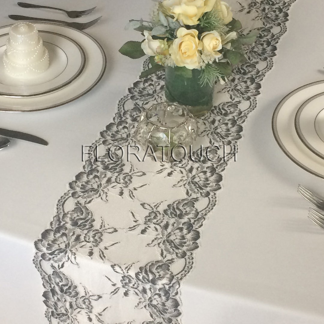 Black and off White Floral Lace Table Runner Style LBW02 - Etsy