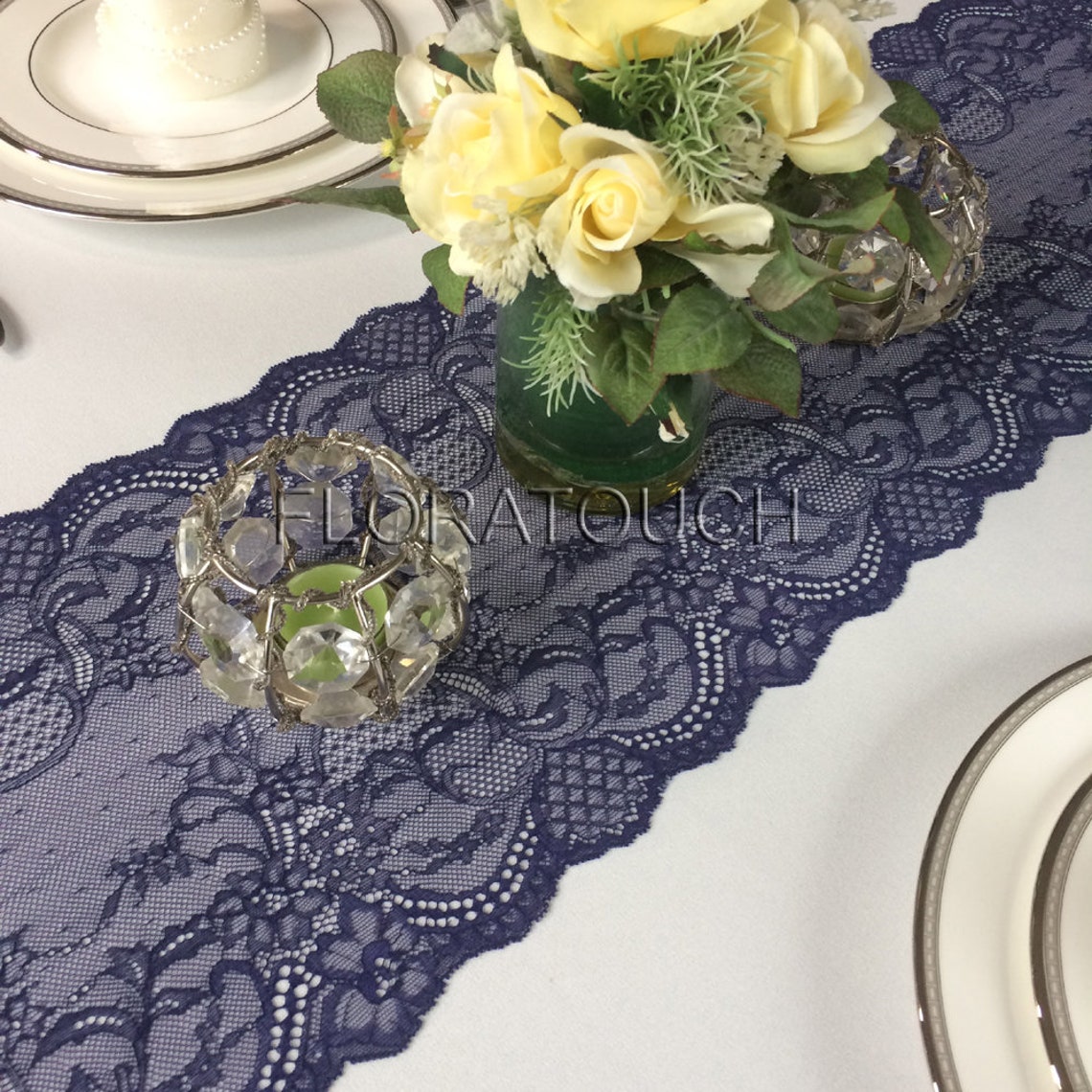 Navy Blue Lace Table Runner Wedding Table Runner LBN6 Etsy