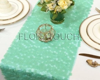 Mint Aqua Dazzle Square Sequin Table Runner Wedding Table Runner