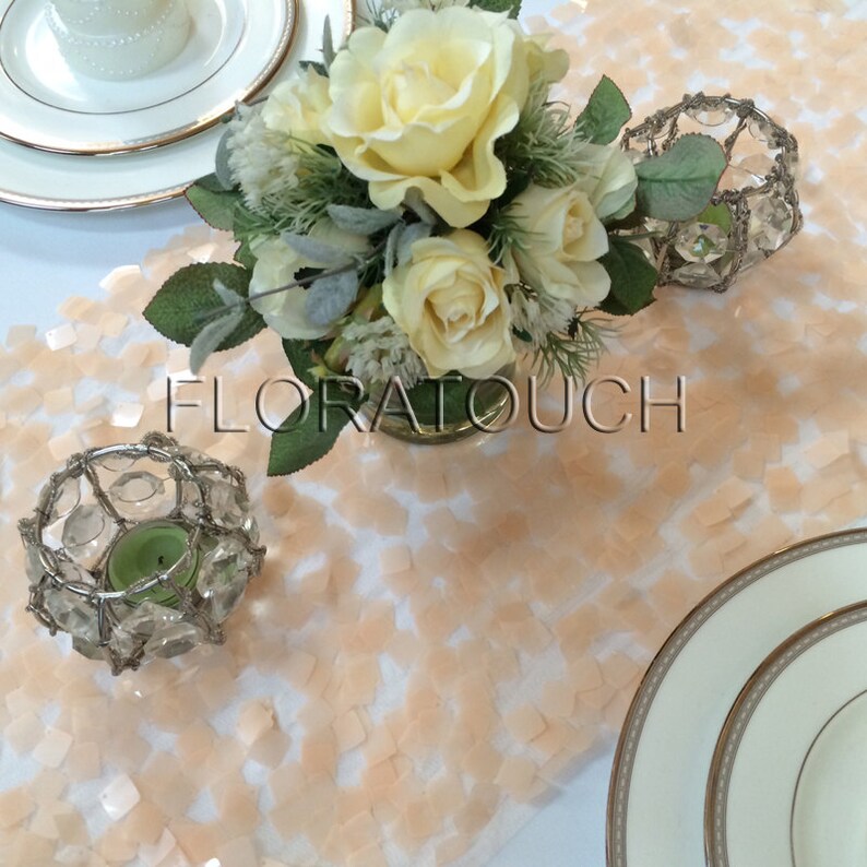 Peach Dazzle Square Sequin Table Runner Wedding Table Runner Etsy