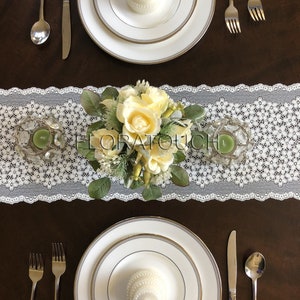 Ivory Floral Lace Table Runner Wedding Table Runner 9.25" Wide ...