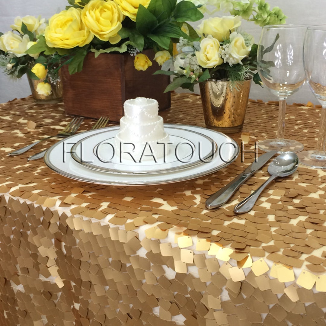 Gold Dazzle Square Sequin Tablecloth Wedding Table Overlay Other Colors ...