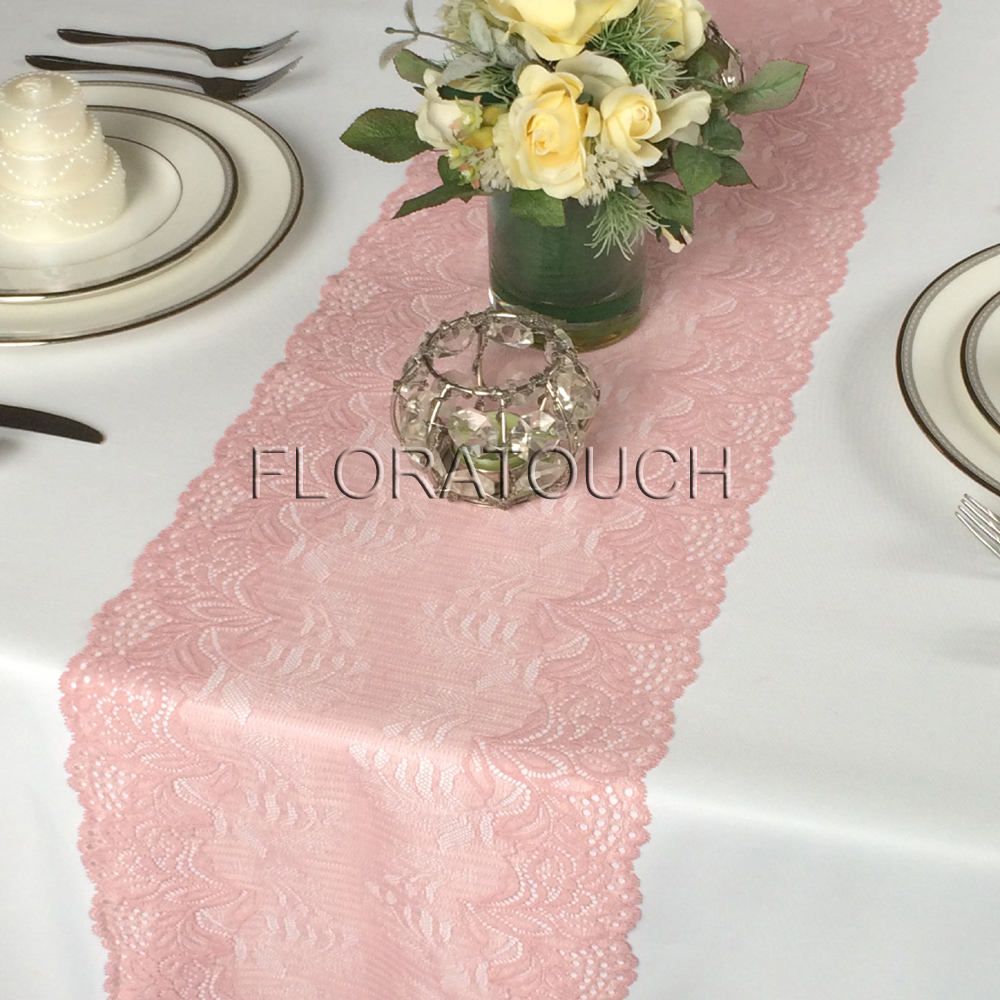 Dusty Rose Lace Table Runner with Scalloped Edge Wedding Table Etsy