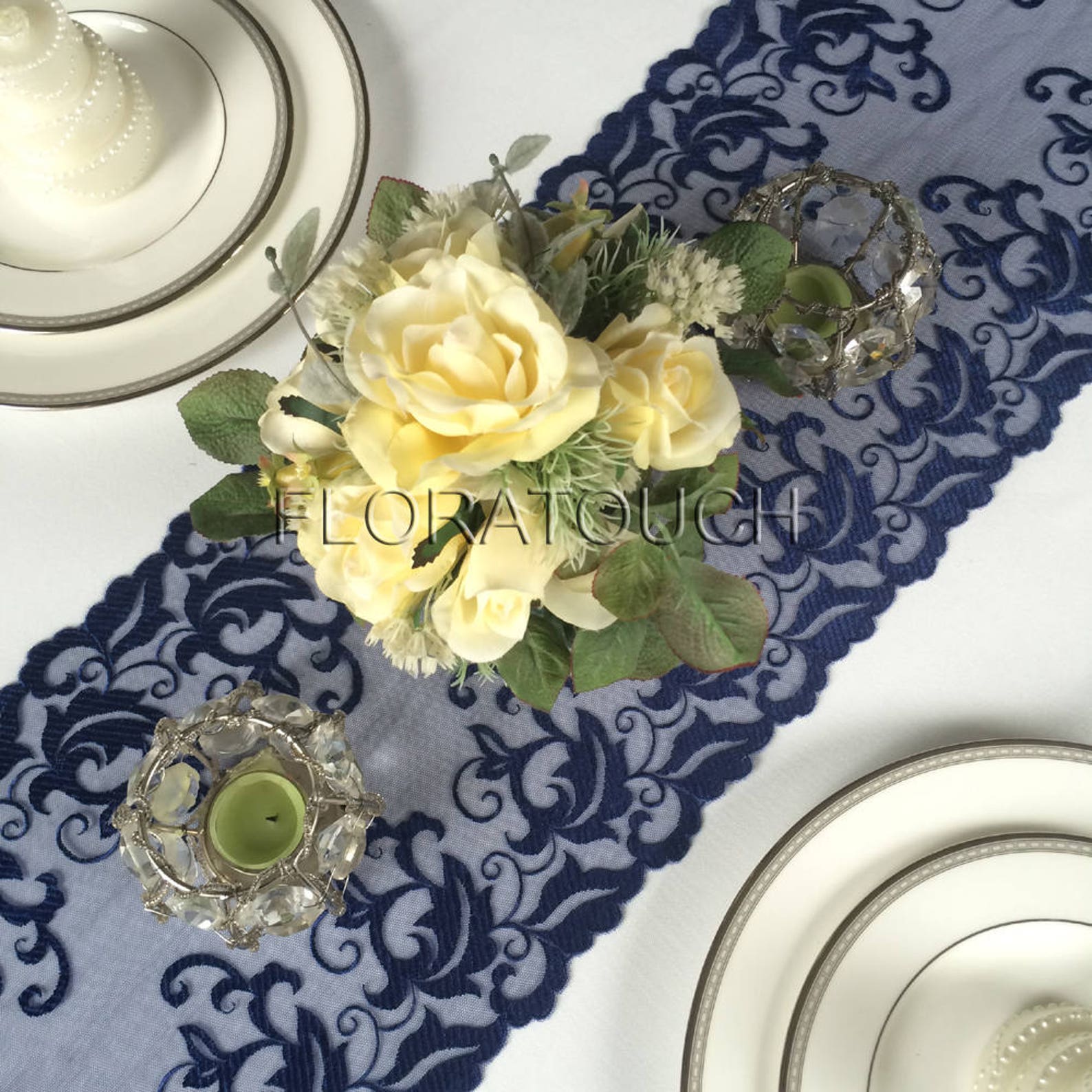 Navy Blue Lace Table Runner Wedding Table Runner LBN05 Etsy