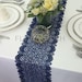 Navy Blue Lace Table Runner with Scalloped Edge Wedding Table Runner