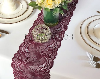 Burgundy Lace Table Runner Wedding Table Runner LBurg06